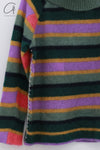 YANYAN KNITS 24 Autumn and Winter Alpaca Striped Raglan Dress YYK-YYW24-1331-PINSE Colorblocking
